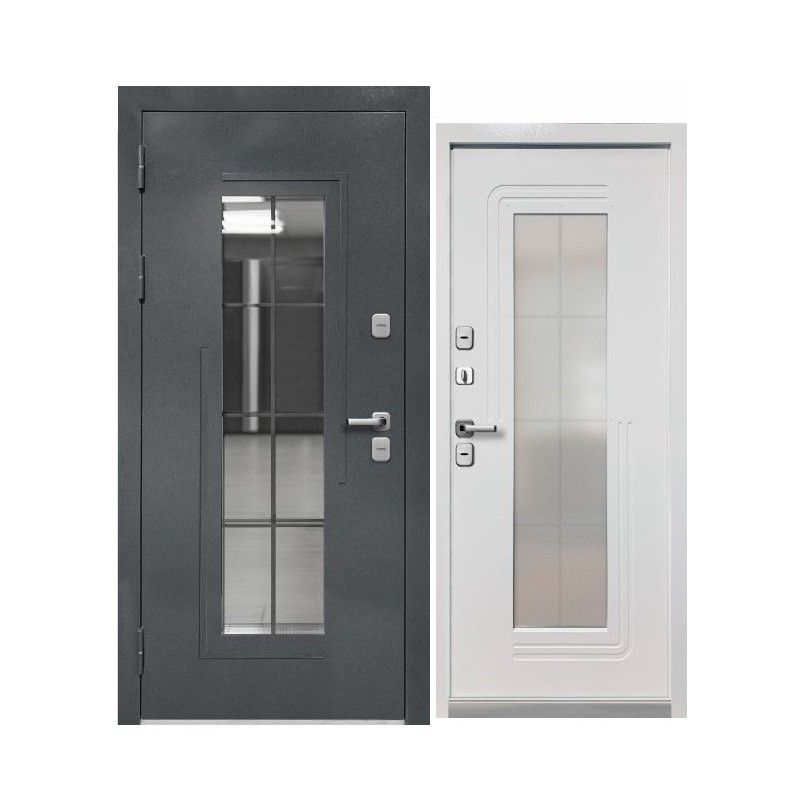 Дверь входная с терморазрывом Luxor Termo 7 букле графит/эмалит белый 860мм левая