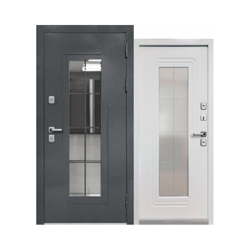 Дверь входная с терморазрывом Luxor Termo 7 букле графит/эмалит белый 860мм правая