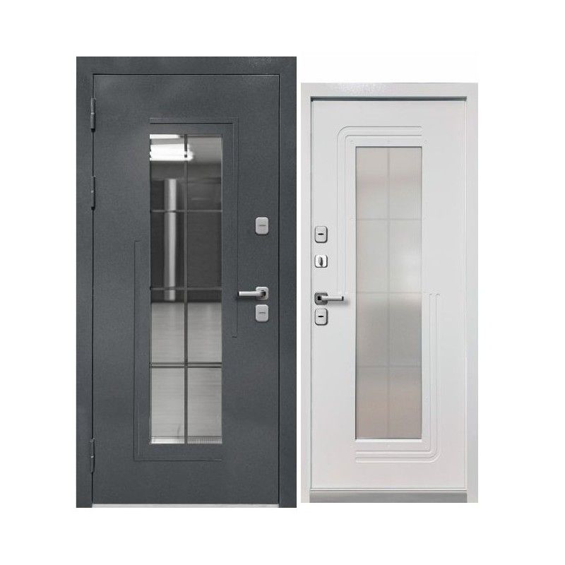 Дверь входная с терморазрывом Luxor Termo 7 букле графит/эмалит белый 960мм левая