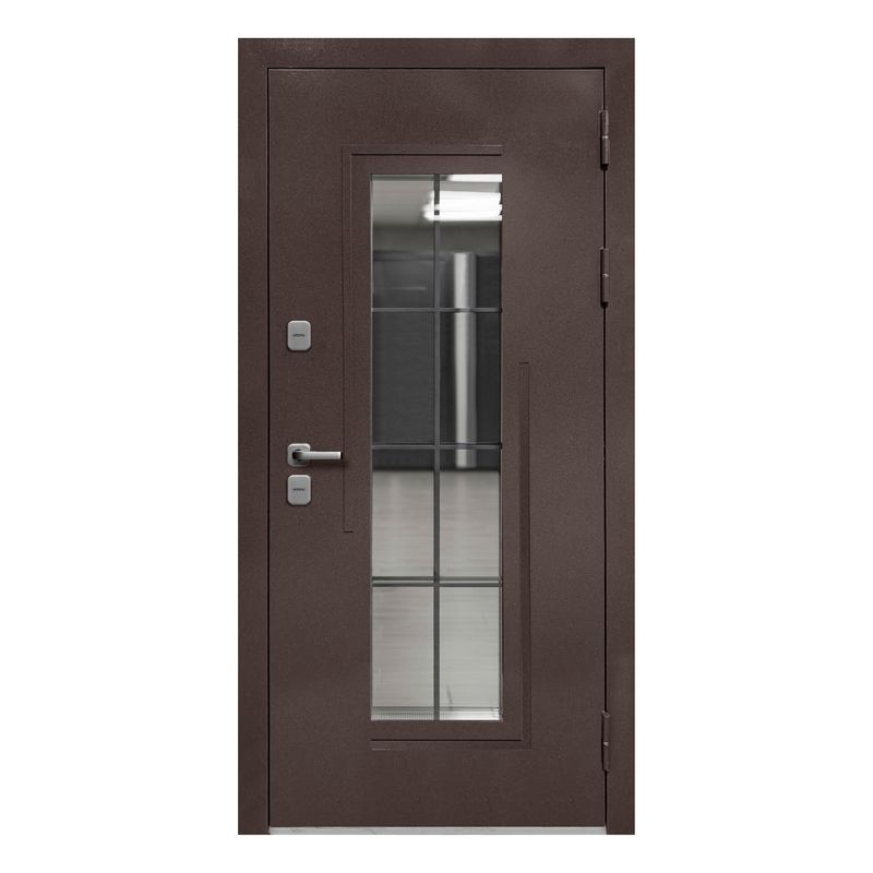 Дверь входная с терморазрывом Luxor Termo 7 букле шоколад/эмалит белый 960мм правая