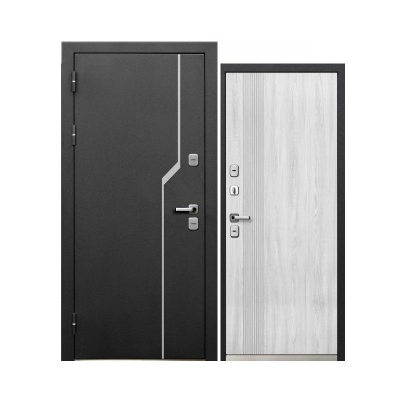 Дверь входная с терморазрывом Luxor Термо 1 букле черный/эмалит белый 960мм левая