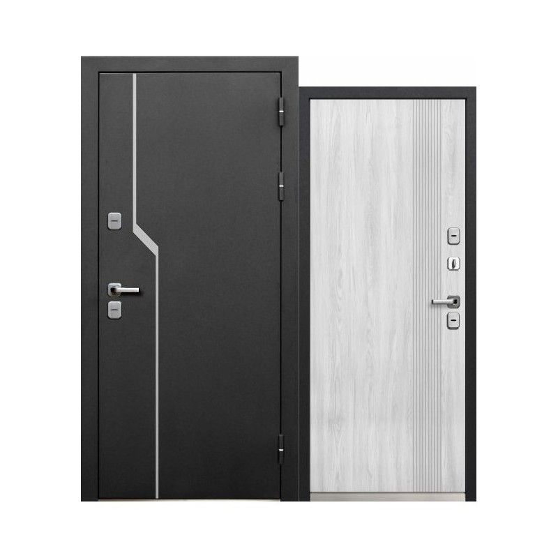 Дверь входная с терморазрывом Luxor Термо 1 букле черный/эмалит белый 960мм правая