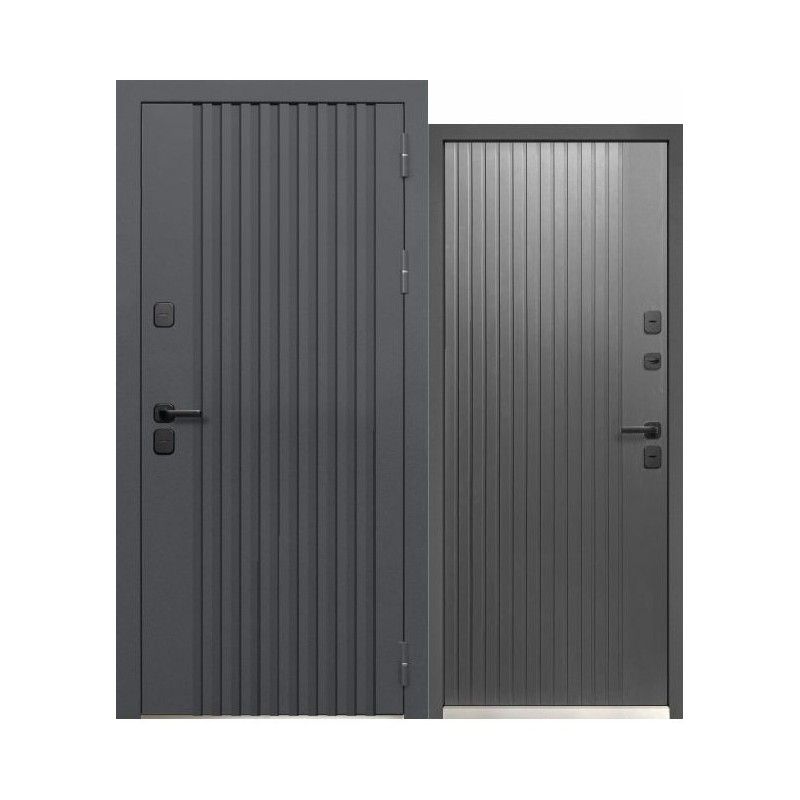 Дверь входная с терморазрывом Luxor Termo Рейка Муар 7024/сатин графит 860мм правая