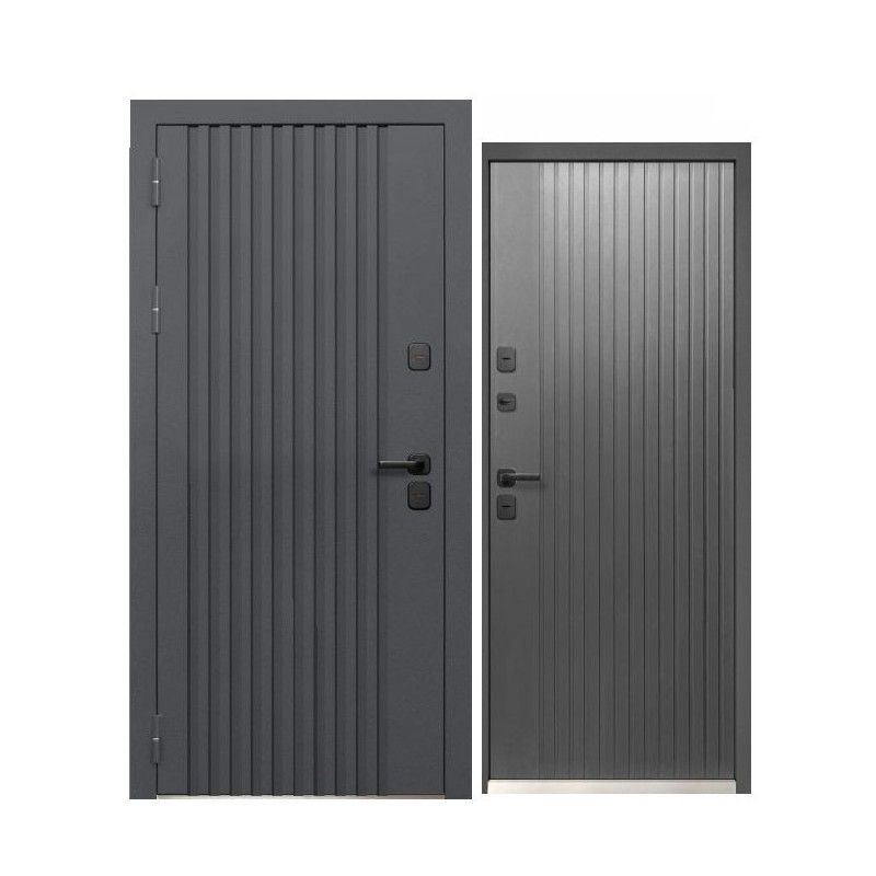 Дверь входная с терморазрывом Luxor Termo Рейка Муар 7024/сатин графит 960мм левая