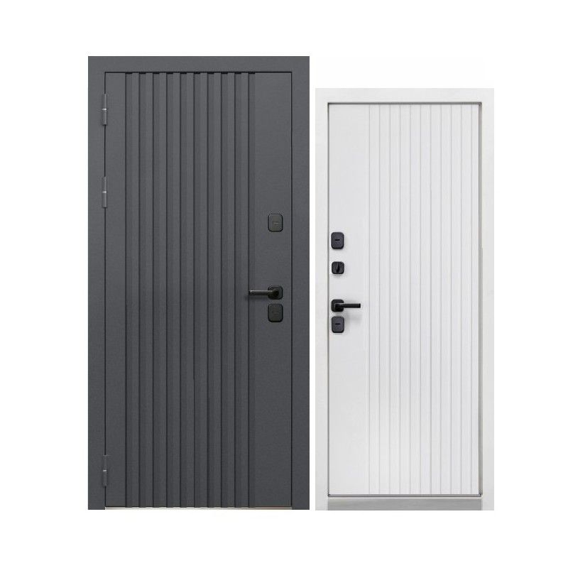 Дверь входная с терморазрывом Luxor Termo Рейка Муар 7024/эмалит белый 960мм левая