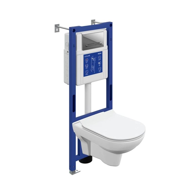 Комплект инсталляции Cersanit City Aqua Smart M 40 с унитазом с сиденьем микролифт и кнопкой хром Estetica_1