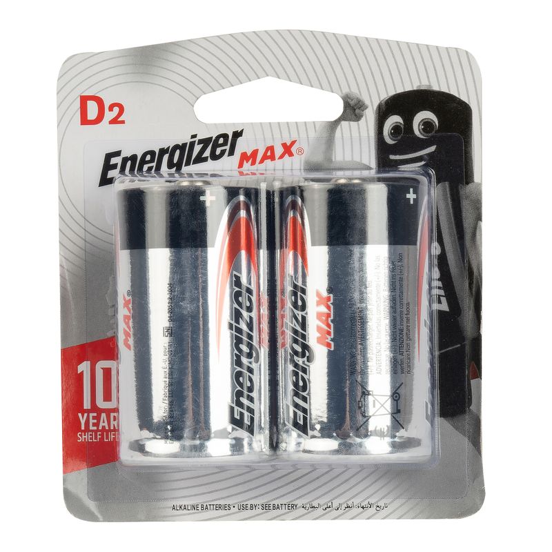 Батарейка алкалиновая Energizer Мах D - 2 шт на блистере