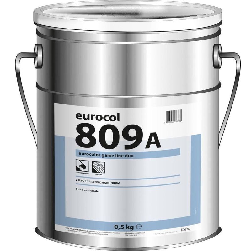 Краска Forbo 809-А, Белый (RAL9016), 0,5 кг (двухкомпонентная), 1 л/100 п м при ширине 5 см, для разметки