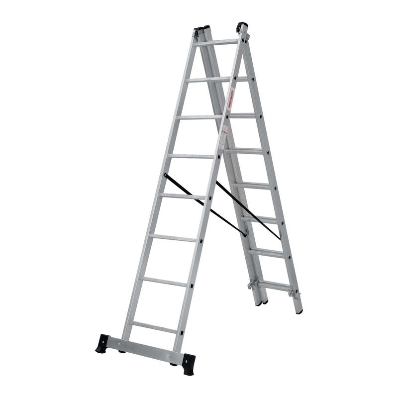 Лестница трехсекционная 8 ступеней алюминиевая