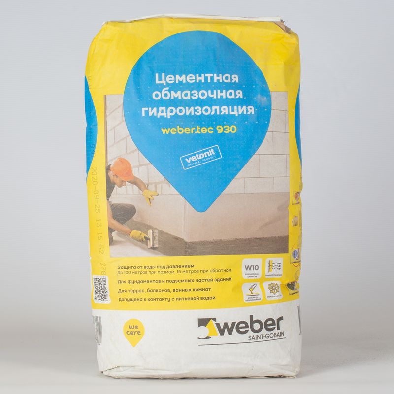 Гидроизоляция weber vetonit weber tec 930 цементная 20 кг