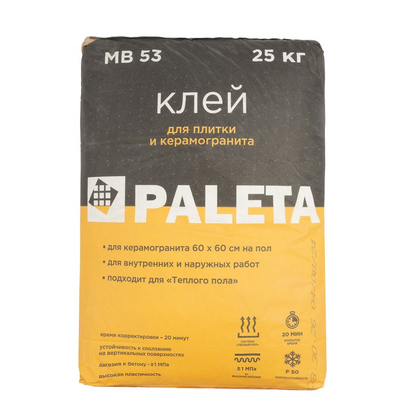 Какая адгезия к основанию имеет клей для плитки paleta усиленный